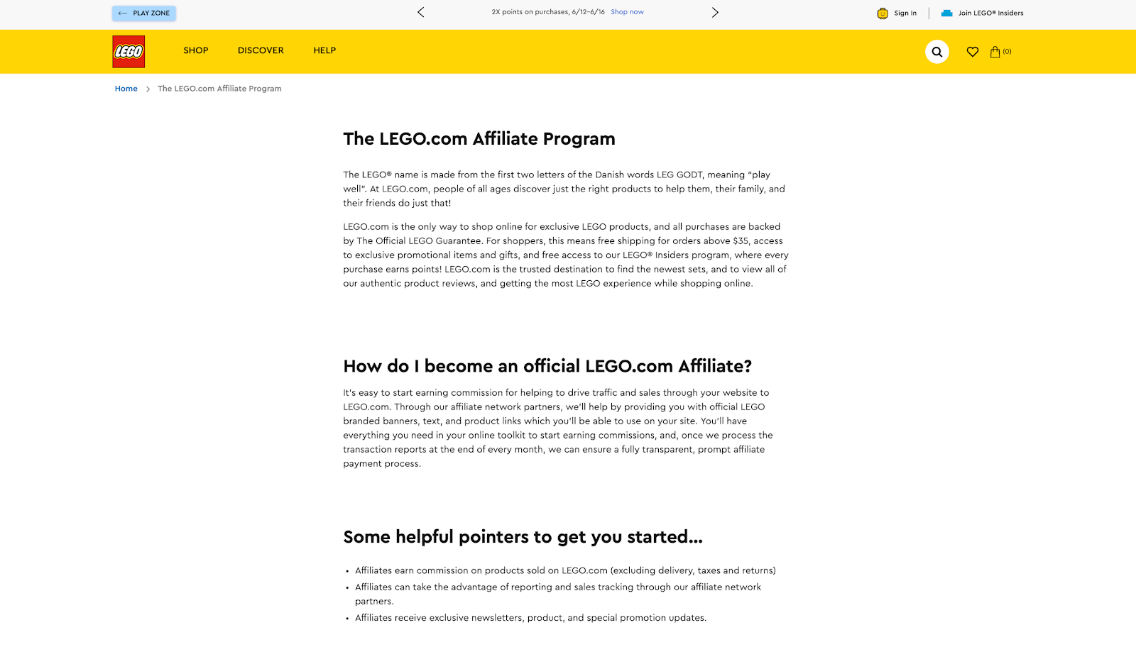 lego affiliate program guidelines and instructions for better to start
