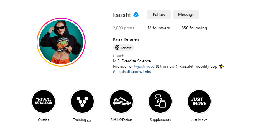 kaisafit instagram profile