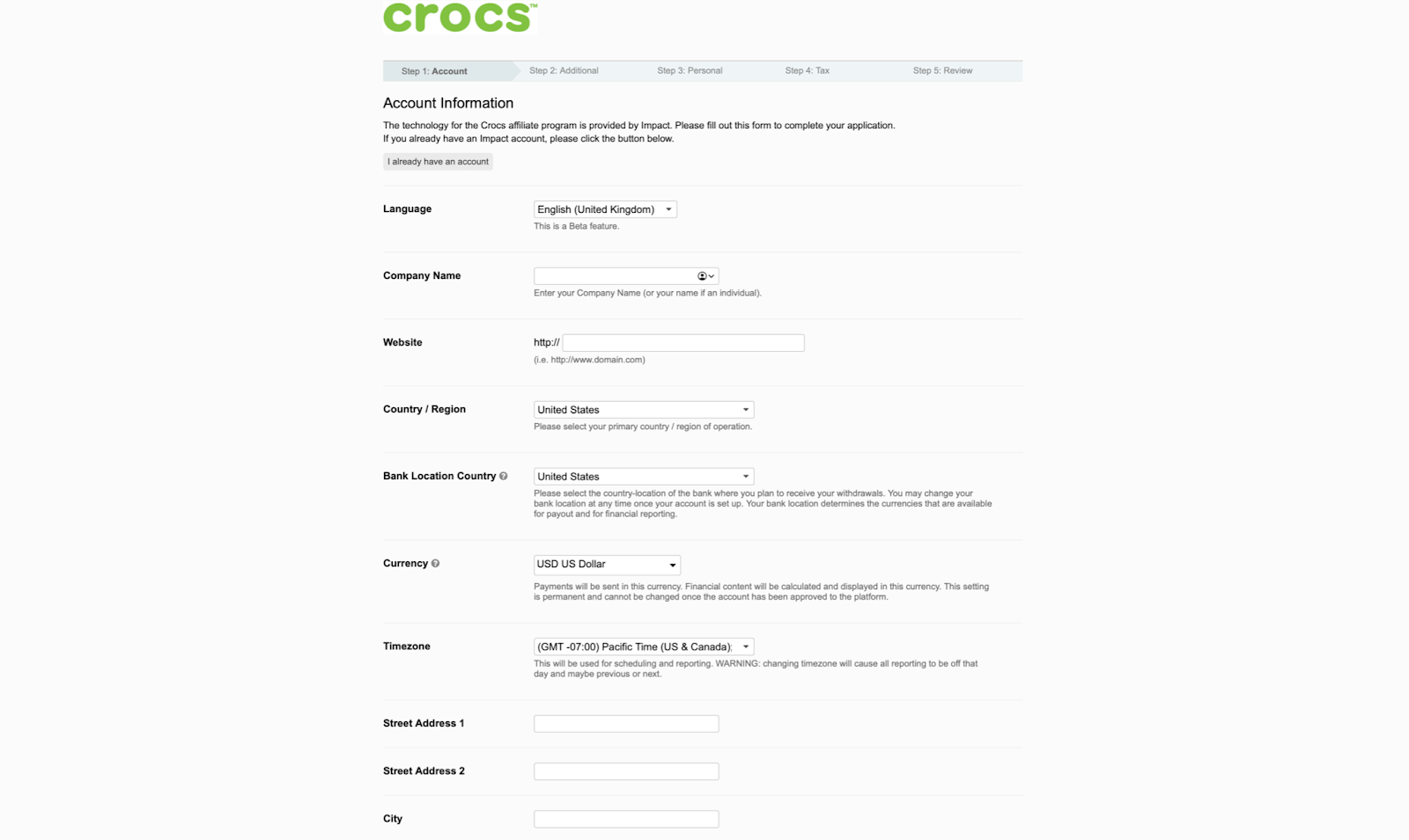 sign up crocs affiliate program