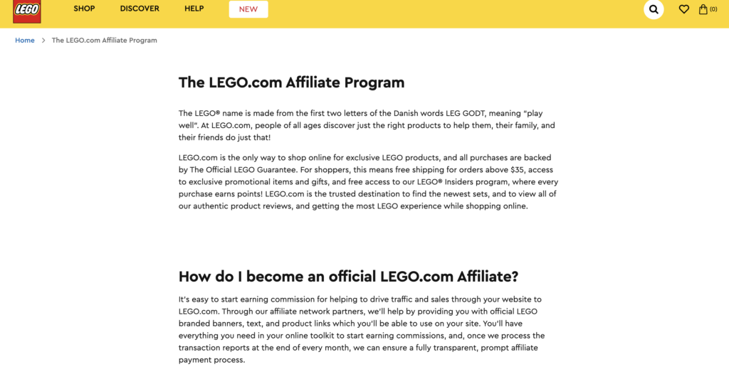 LEGO Affiliate Program