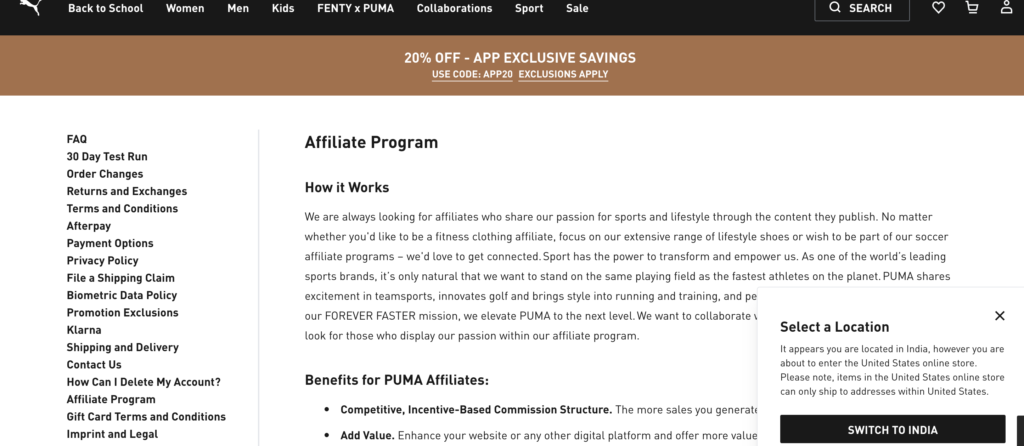 Puma Affiliate Program